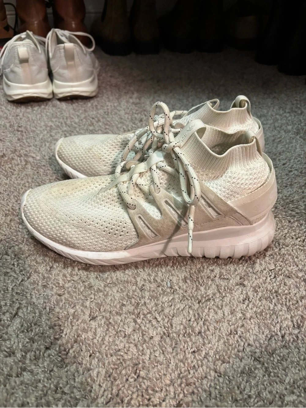 Adidas White Knit Athletic Sneakers